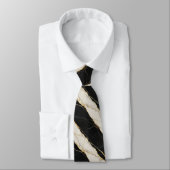 Faux soie cravate | Marbre noir, blanc et or (Attaché)