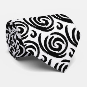 Faux soie cravate Tourbillon abstrait noir et bl
