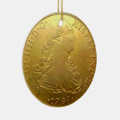 Faux Spain Gold Doubloon kerstversiering Keramisch Ornament (Rechts)