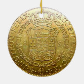 Faux Spain Gold Doubloon kerstversiering Keramisch Ornament (Achterkant)