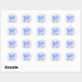 ·Faux Sparkle Blue Butterfly logo Ronde Sticker (Vel)