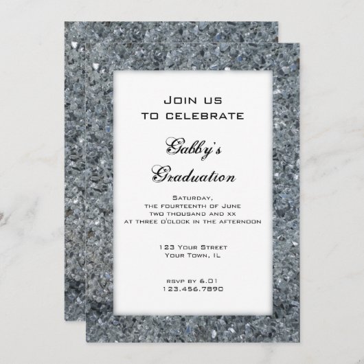 Faux Sparkle Graduation Party Invitation (Devant / Derrière)