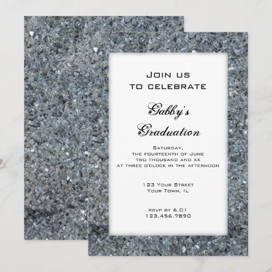 Faux Sparkle Graduation Party Invitation Kaart (Voorkant / Achterkant)