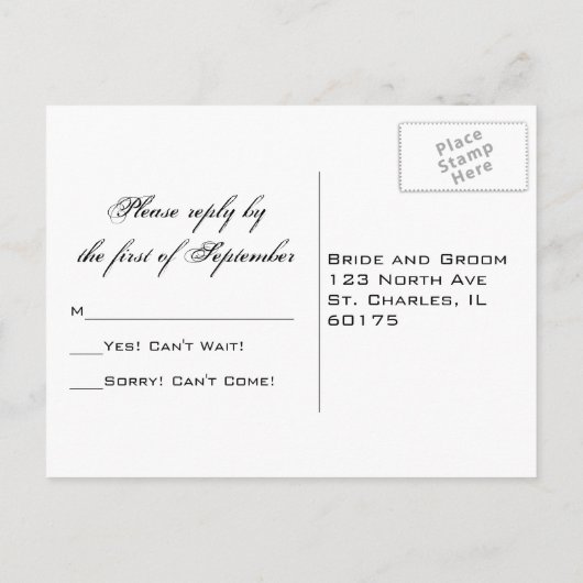 Faux Sparkle Mariage Réponse carte postale RSVP (Dos)