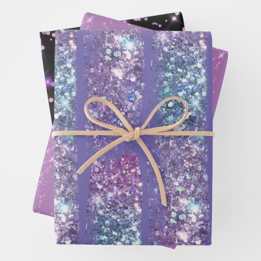 faux sparkle paarse pattern inpakpapier vel (In situ)