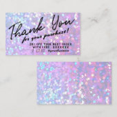 faux sparkle violet merci carte de réduction (Devant / Derrière)