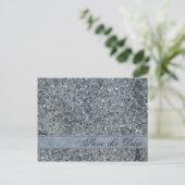 Faux Sparkle Wedding sparen de Datum Aankondiging (Staand voorkant)
