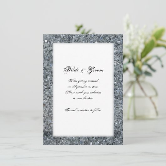 Faux Sparkle Wedding sparen de Datum Aankondiging (Staand voorkant)