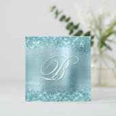 Faux Sparkly Aqua Blauwgroen Glitter Bleke Blauwe  Kaart (Staand voorkant)
