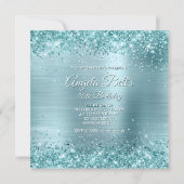Faux Sparkly Aqua Blauwgroen Glitter Bleke Blauwe  Kaart (Achterkant)