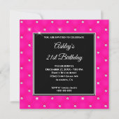 Faux Sparkly Diamond Tufted Hot Pink 21st Birthday Kaart (Voorkant)