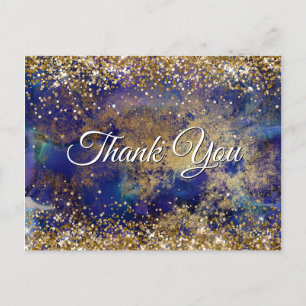 Faux Sparkly Gold Glitter Indigo Marble Hartelijk  Briefkaart
