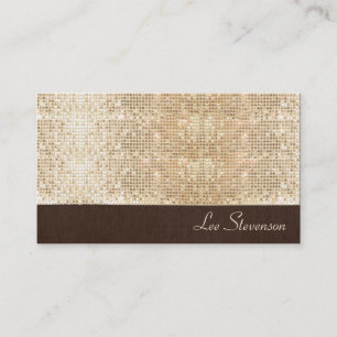 FAUX Sparkly Gold Sequins en Brown Linen look Visitekaartje