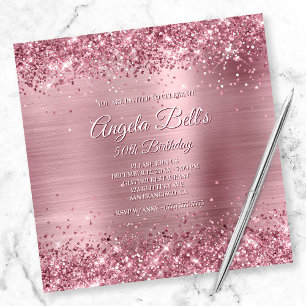 Faux Sparkly Pink Glitter and Brushed Folie Kaart