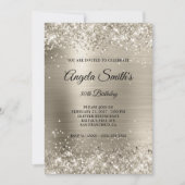Faux Sparkly Platinum Glitter Foil 30th Birthday Kaart (Voorkant)