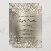 Faux Sparkly Platinum Glitter Foil 30th Birthday Kaart (Voorkant / Achterkant)
