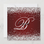 Faux Sparkly Silver Glitter Burgundy Ombre Kaart (Voorkant)
