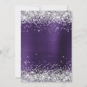 Faux Sparkly Silver Glitter Donkere Violet Folie Kaart (Achterkant)