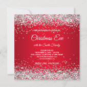 Faux Sparkly Silver Glitter-kerstrood Kaart (Achterkant)