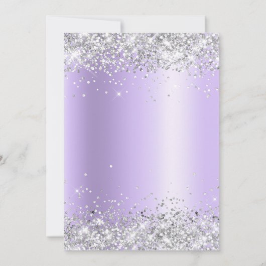 Faux Sparkly Silver Glitter Lavender Satin Folie Kaart (Achterkant)