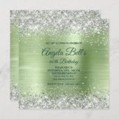 Faux Sparkly Silver Glitter Mint Borhed Folie Kaart (Voorkant / Achterkant)