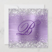 Faux Sparkly Silver Glitter Paarse geborstelde Fol Kaart (Voorkant)