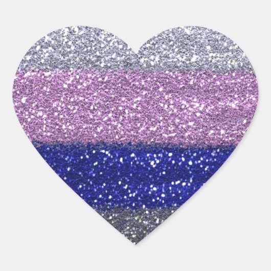 Faux Sparkly Silver Pink Blue Heart AH2010 Hart Sticker (Voorkant)