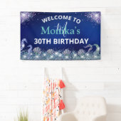 Faux Sparkly Zeemeermin Glitter Blauwe Oceaan Mono Spandoek (Insitu)