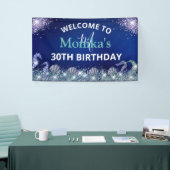 Faux Sparkly Zeemeermin Glitter Blauwe Oceaan Mono Spandoek (Beurs)