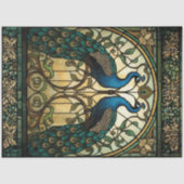 Faux Stained Glass Twin Mirrored Peacocks Tissuepapier (Voorkant)