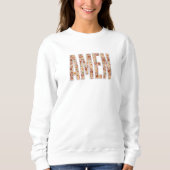 Faux Stitched Floral “Amen” Christian Sweatshirt (Devant)