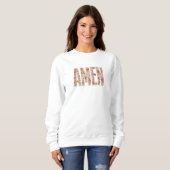 Faux Stitched Floral “Amen” Christian Sweatshirt (Devant entier)