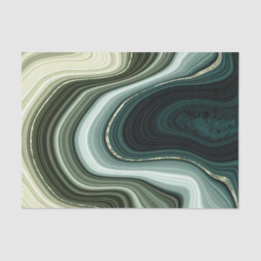 Faux Stone Abstract Green en Blue Earth Tones Tissuepapier (Voorkant)
