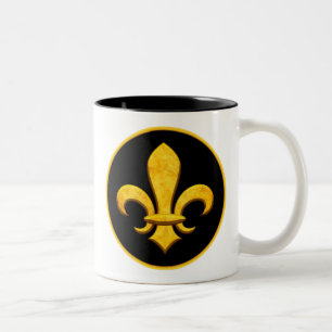 Faux Stone Gold Fleur de lis Tweekleurige Koffiemok