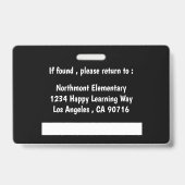 Faux Tableau Noir Badge ID pour Enseignant de la P (Arrière)