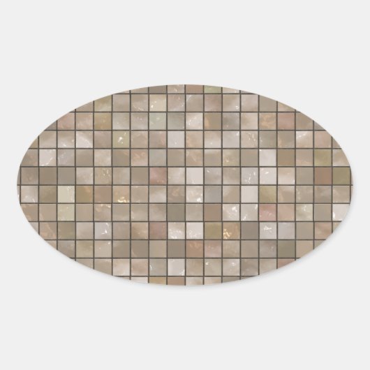 Faux Tan Floor Tegel Afbeelding Ovale Sticker (Voorkant)