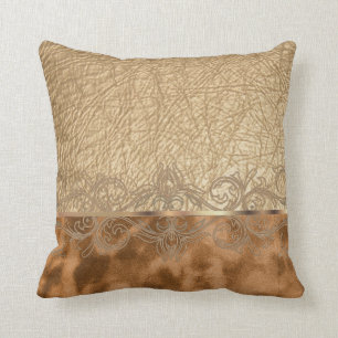 Faux Tan Leather & Suede Texture Design Kussen