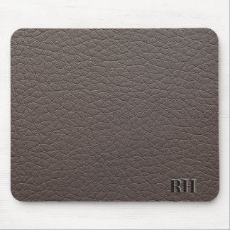 Faux Taupe Leather Custom Monogrammed Initialen Muismat