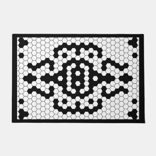  Faux Tegel Zwart & Wit Dikke Rand Deurmat (Voorkant)