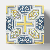 Faux Tile Pattern Yellow and Blue Party Favor Box Bedankdoosjes (Bovenkant)