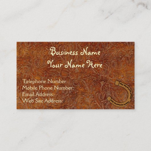 Faux Tooled Cuir style occidental 3 Cartes de visi (Devant)