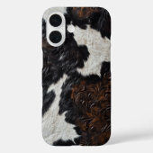 Faux Tooled Leather Koe Spotted Hide fur Case-Mate iPhone Case (Achterkant)
