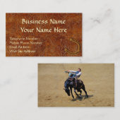 Faux Tooled Leather, Rodeo Bronco Horse Biz Cartes (Devant / Derrière)