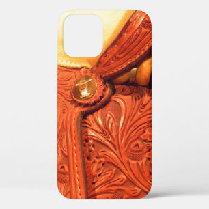 Faux Tooled lether Horse Saddle iPhone 12 Hoesje