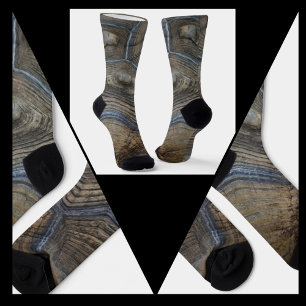 Faux TortoiseShell Fotografisch Grijs en Bruin Sokken