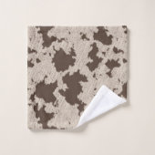 Faux Vache Imprimer Brown et crème (Gant de toilette)