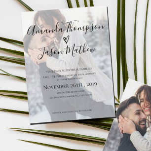 Faux Vellum Effect 2 Sided Foto Weddenschap Kaart