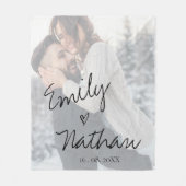 Faux Vellum Effect Foto Weddenschap Datum Aangepas Fleece Deken (Voorkant)
