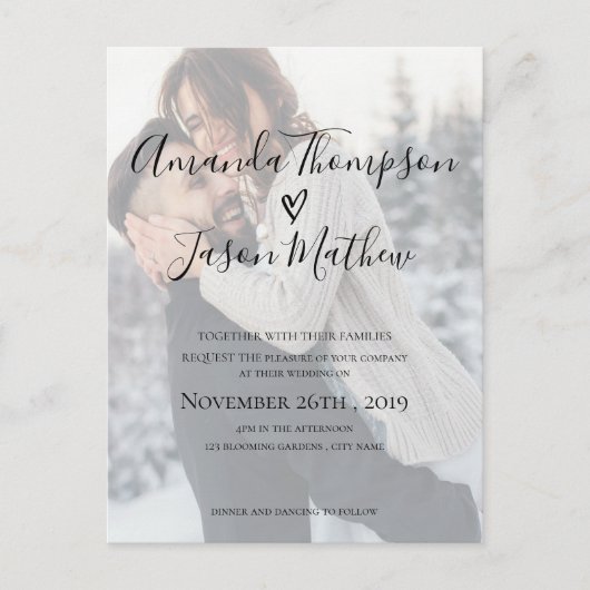 Faux Vellum Effect Foto Weddenschap Uitnodiging Briefkaart (Voorkant)