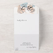Faux Vellum Effect Monogram Multi Photo Weddenscha All In One Uitnodiging (Buitenkant)